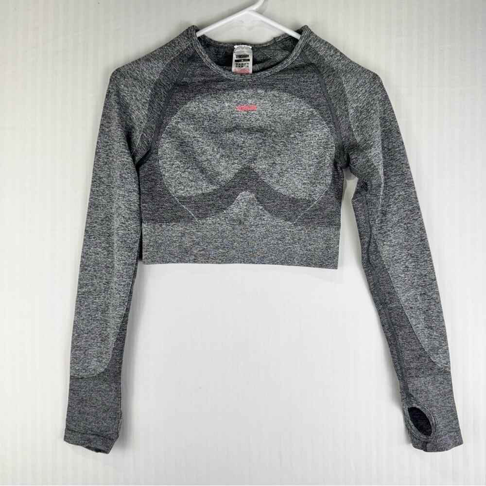 Gymshark Flex Crop Top Gray Long Sleeve Compression Workout Shirt Size Medium